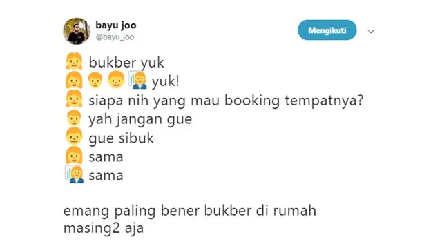 Cuitan kocak (Sumber: Twitter/bayu_joo)