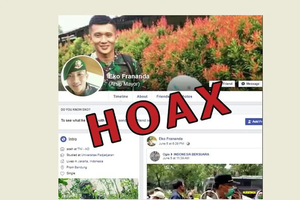 Akun Fecebook dengan nama Eko Frananda telah mencoreng institusi TNI AD.