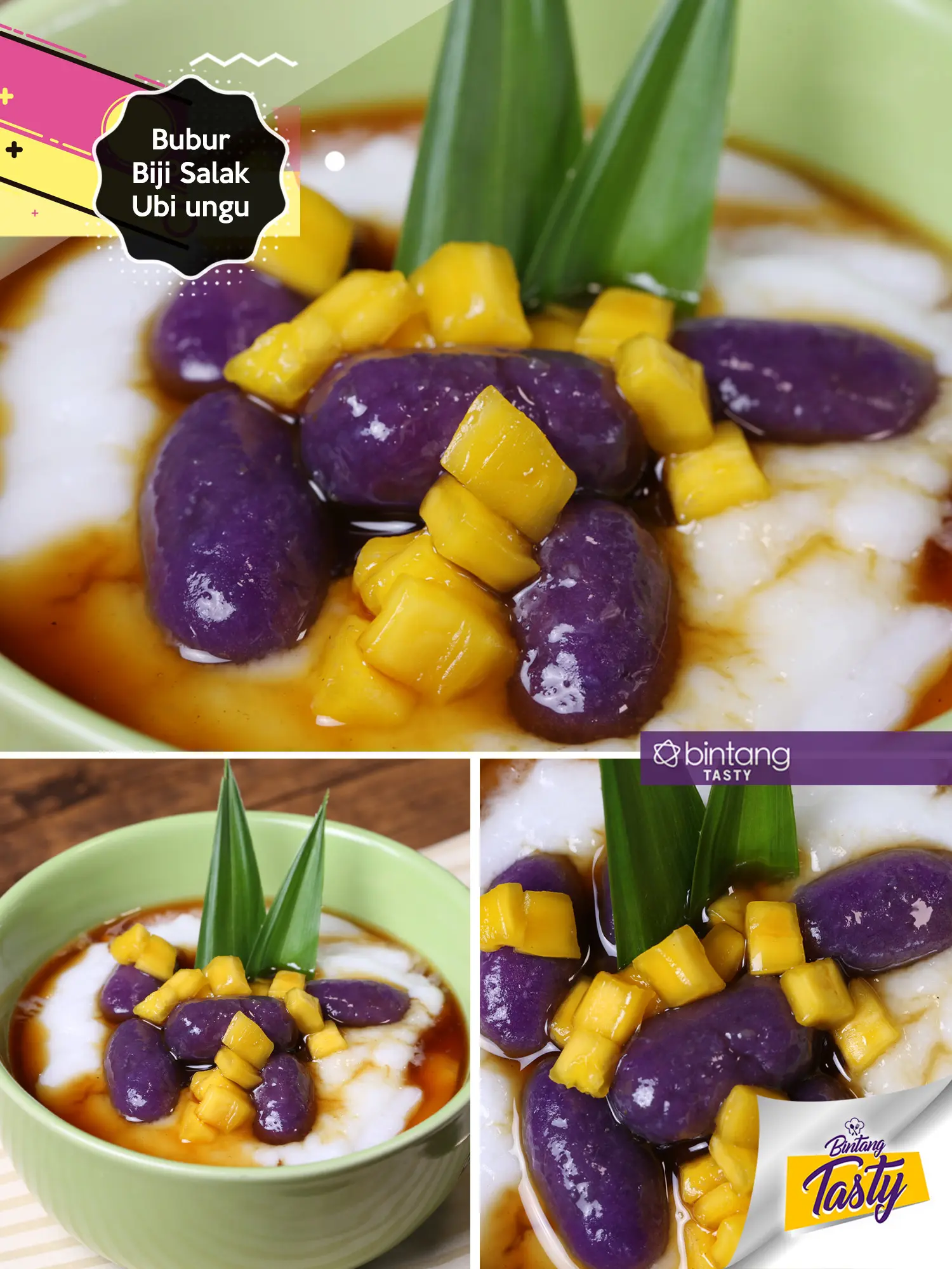 Bubur Biji Salak Ubi Ungu. (Foto: Bintang.com/Nurwahyunan, DI: M. Iqbal Nurfajri, Chef: Arum Sari)