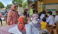 Warga di Kelurahan Bedahan, Sawangan, Kota Depok menerima bansos tunai (BST) yang disalurkan melalui PT Pos Indonesia. (Liputan6.com/Dicky Agung Prihanto)
