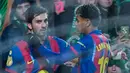Barca baru bisa cetak gol pada menit ke-66 lewat gol Ferran Torres, sebelum Lamine Yamal memastikan kemenangan dengan golnya di injury time (90+6'). (AP Photo/Miguel Oses)
