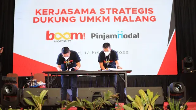 Perusahaan fintech peer to peer lending Pinjam Modal berkolaborasi dengan Boom Motorist mendukung permodalan bagi para pelaku usaha mikro, kecil, dan menengah (UMKM)