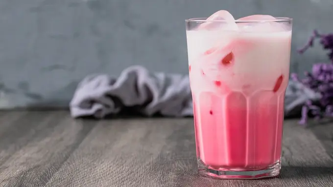 ice pink milk es susu Thailand
