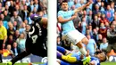 Sergio Aguero mencetak gol kedua pada pertandingan Liga Premier Inggris antara Manchester City vs Everton di Stadion Etihad, Manchester (05/10/2013). (AFP/Andrew Yates)
