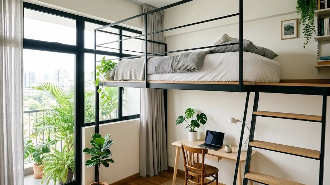 Mezzanine Minimalis Scandinavian yang Bersih dan Lega