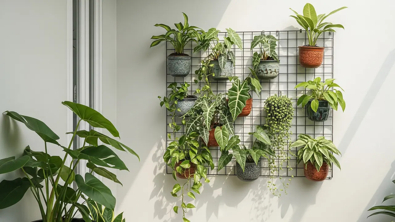 Inspirasi Dinding Tanaman dari Wire Grid