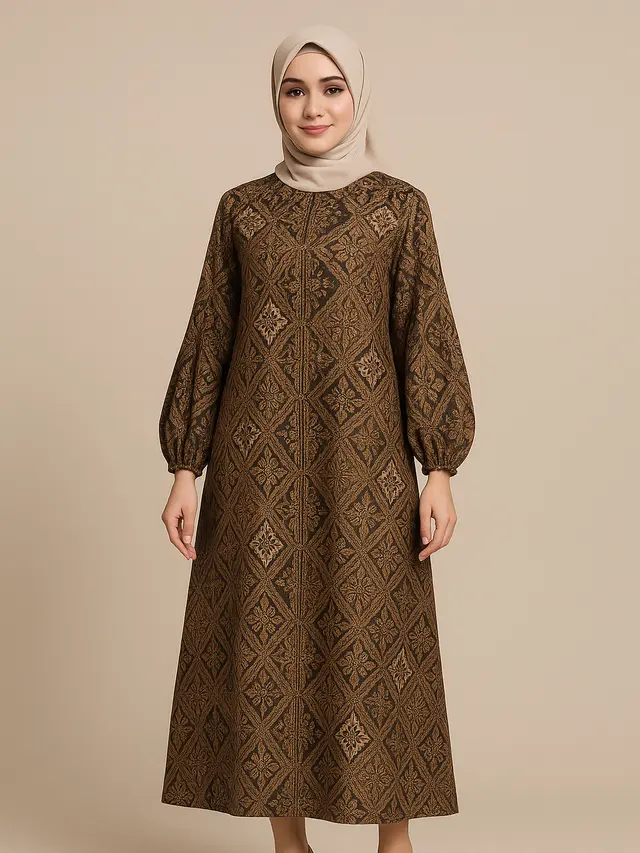 Model Tunik Batik Longgar Lengan Bishop