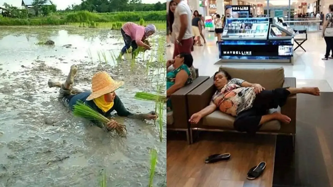 6 Aksi Emak-Emak Rebahan Ini Nyeleneh Banget, Gaya Santainya Kocak