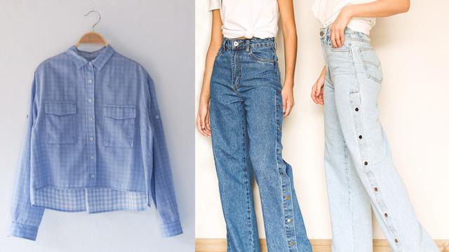 Ilustrasi gaya berpakaian dengan wide legged jeans