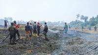 Upaya pemadaman kebakaran lahan di Kabupaten Bengkalis, Riau. (Liputan6.com/M Syukur)