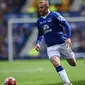 Pada awal musim ini, Wayne Rooney sempat kembali mengenakan jersey Everton. Namun hanya untuk pertandingan perpisahan Duncan Ferguson. (AFP Photo/Paul Ellis)