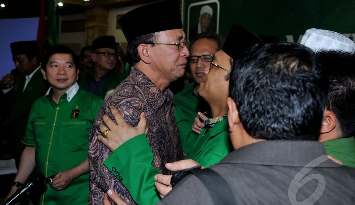 Suryadharma Ali mengungkapkan permintaan maafnya kepada seluruh kader PPP yang hadir dalam mukernas, Bogor, Kamis (24/4/2014) (Liputan6.com/Johan Tallo).