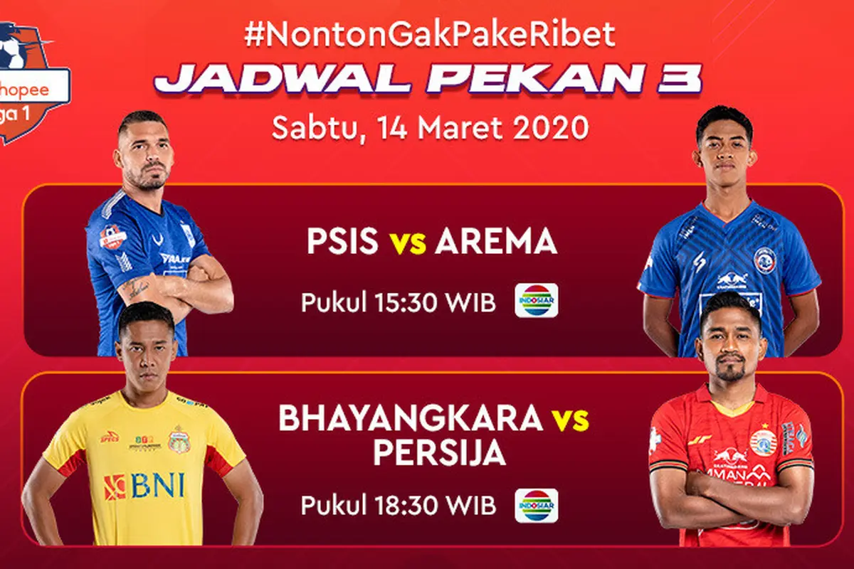 Saksikan Seluruh Duel Panas Shopee Liga 1 Sabtu, 14 Maret 2020 Hanya di Vidio. sumberfoto: Vidio