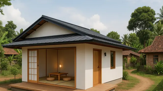 Model Rumah Sederhana Gaya Jepang Modern di Kampung/via AI