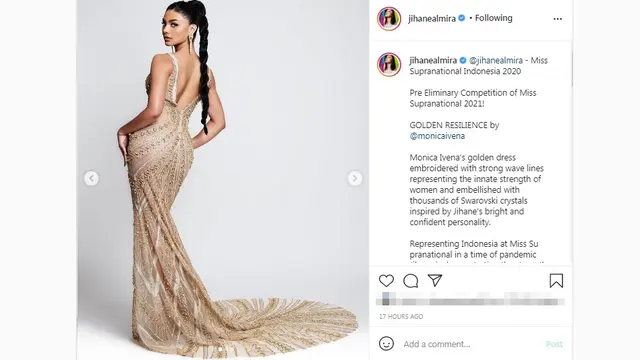 Detail di Balik Gaun Jihane Almira di Pre Eliminary Miss Supranational 2021