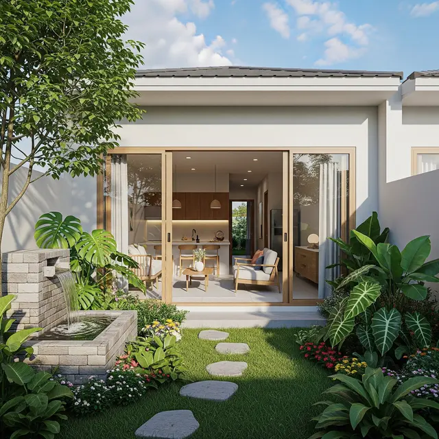 Rumah Kecil 8x15 m dengan Taman Belakang