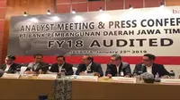 Paparan kinerja keuangan Bank Jatim pada Jumat (25/1/2019) (Foto: Merdeka.com/Dwi Aditya Putra)