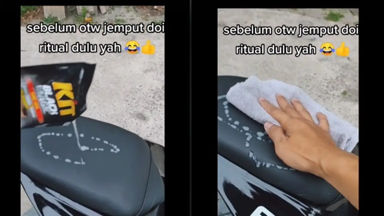 Viral Video Ritual Sebelum Jemput Pacar Pakai Motor Ini Bikin Ngakak