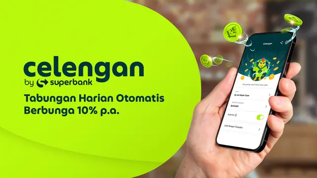 Superbank merilis produk baru yaitu Celengan by Superbank. Ini adalah produk tabungan yang menawarkan nasabah untuk menabung harian secara otomatis dengan bunga tinggi 10% per tahun. (Dok Superbank)