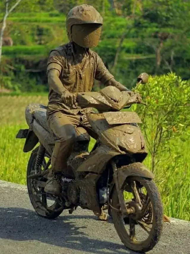 6 Potret Orang Naik Motor Nyungsep di Sawah Ini Apes Banget, Jadi Kasihan