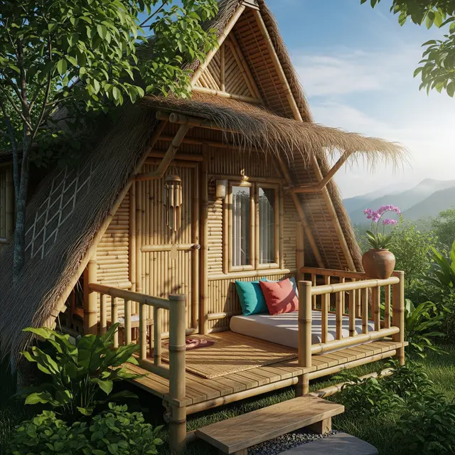 Desain Rumah Rp50 Juta Pakai Bambu Modern