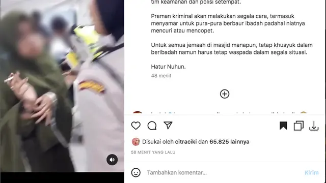Ridwan Kamil Bagikan Video Seorang Wanita yang Diduga Pencopet di Masjid Al Jabbar, Pelaku Menyamar Jadi Jamaah yang Sedang Ibadah
