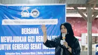 Anggota Komisi IX DPR RI Delia Pratiwi saat mengikuti sosialisasi MBG di Karo Sumatera Utara. (Ist)