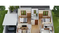 Desain Rumah Sederhana 3 Kamar Ukuran 8x10 (Gemini)