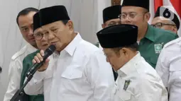 Usai pertemuan, Prabowo mengatakan PKB ingin bekerjasama dengan dirinya dan Partai Gerindra meski sebelumnya dalam Pilpres 2024 berada di kubu berseberangan. (Liputan6.com/Herman Zakharia)