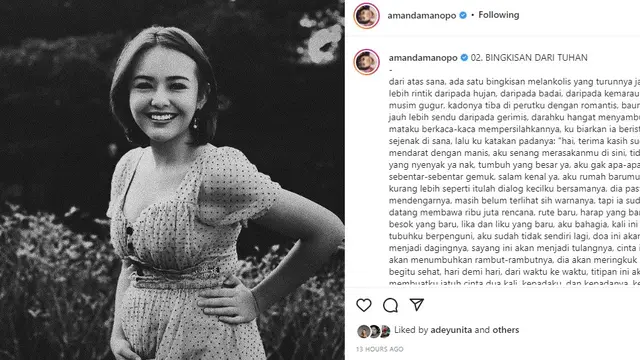 Unggahan Amanda Manopo soal Andin melahirkan di Ikatan Cinta (Foto: Instagram/@amandamanopo)