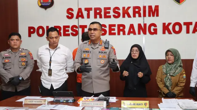 Kapolresta Serkot Ungkap TPPO Asal Banten. (Senin, 12/05/2023). (Yandhi Deslatama/Liputan6.com).