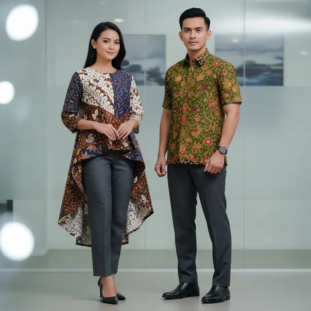 Model Atasan Batik dengan Celana Kantor Formal