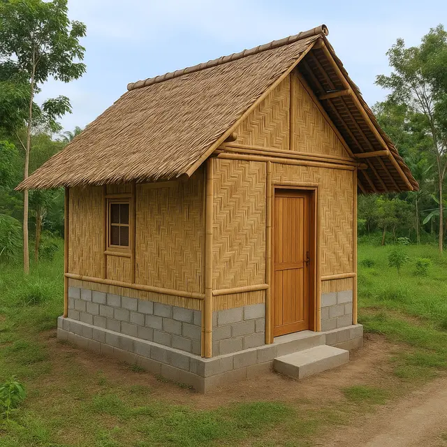 Model Rumah Kecil Tapi Cantik 4x6 Meter dari Batako dan Bambu
