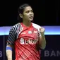 Tunggal putri, Gregoria Mariska Tunjung, mengalahkan Gao Fangjie 23-21, 21-16, pada penyisihan Grup D Piala Uber 2018, di Impact Arena, Rabu (23/5/2018). (PBSI)