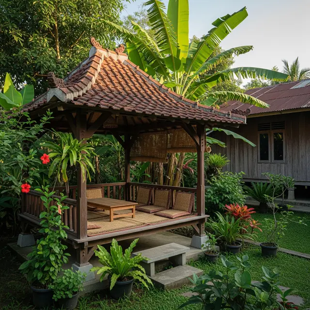 9 Ide Gazebo Rumah Kampung Minimalis, Inspirasi Ruang Santai dengan Nuansa Alami