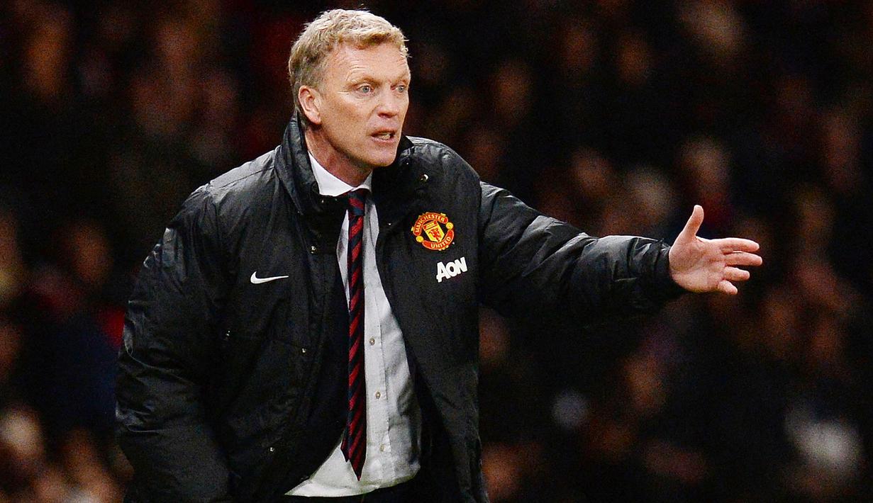 David Moyes - Pelatih yang ditunjuk langsung oleh Sir Alex Ferguson untuk menjadi penggantinya ternyata kariernya kurang mulus di Old Trafford. Meski hanya melatih selama 10 bulan namun Moyes sempat mempersembahkan satu gelar juara, yakni Community Shield. (AFP/Andrew Yates)