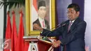 Ketua Umum Lembaga Pemberdayaan Masyarakat (LPM) Idrus Marham memberikan sambutan saat membuka Munas III LPM di Jakarta, Selasa (20/12). (Liputan6.com/Johan Tallo)