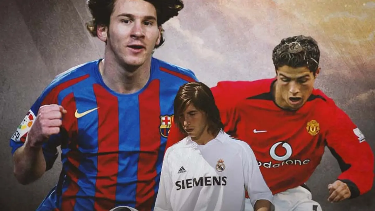 Ilustrasi - Foto Lawas Cristiano Ronaldo, Lionel Messi, Sergio Ramos