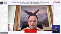Sekretaris Jenderal Asosiasi Pengusaha Indonesia (Apindo) Eddy Hussy saat membuka Understanding the Australian Business Environment, Selasa (31/5/2022)