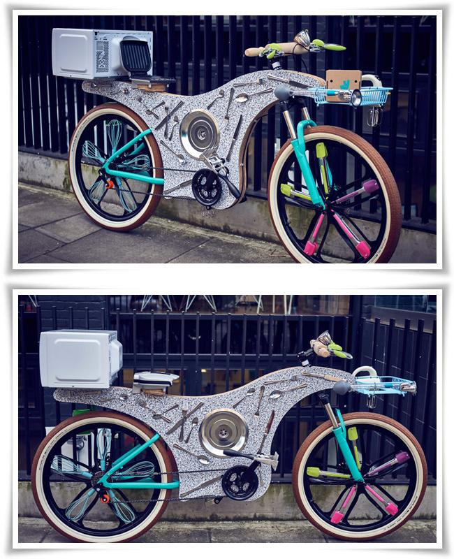 Sepeda yang terbuat dari peralatan dapur | Photo: Copyright boredpanda.com