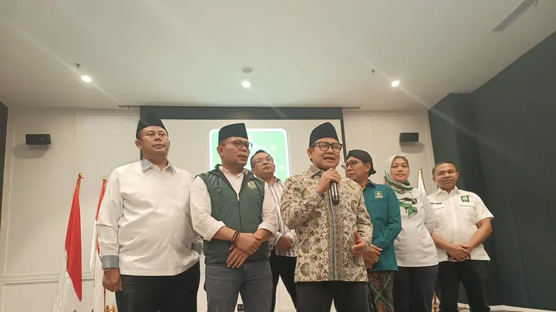 Ketua Umum PKB Muhaimin Iskandar alias Cak Imin di Hotel Mercure Jakarta, Rabu (1/5) (Alma Fikhasari/Merdeka.com)