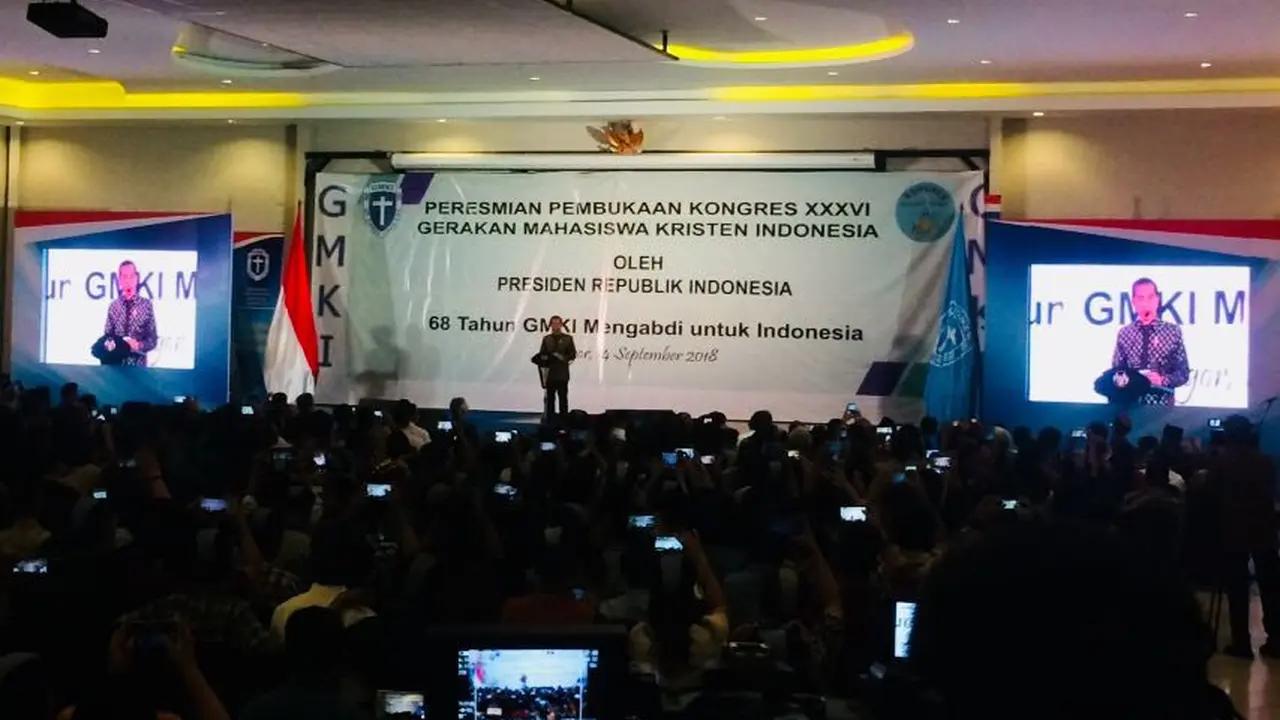Presiden Jokowi membuka Kongres XXXVI Gerakan Mahasiswa Kristen Indonesia (GMKI).