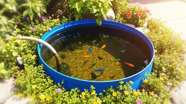 Trik Bikin Kolam Ikan Kecil dari Tong Air untuk Halaman Rumah/ Ilustrasi gambar oleh AI