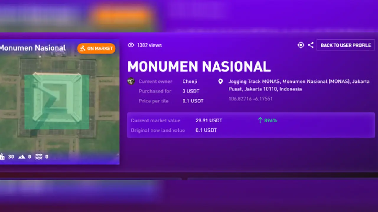 Lahan virtual monas di situs Next Earth