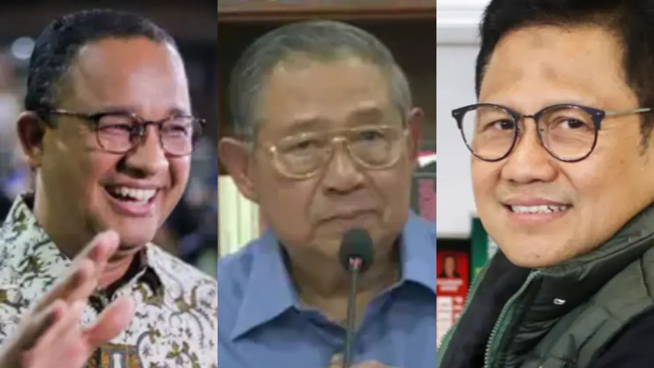 Anies Baswedan, Susilo Bambang Yudhoyono, and Muhaimin Iskandar.