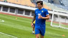 Sergio Castel dalam latihan perdana bersama Persib di Stadion GBLA, Kota Bandung, Sabtu (7-2-2026). (Bola.com/Erwin Snaz)