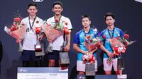 Fajar Alfian/Muhammad Rian Ardianto yang berstatus unggulan kelima bertemu seniornya sekaligus unggulan kedua, Marcus Fernaldi Gideon/Kevin Sanjaya Sukamuljo di final Denmark Open 2022. (Istimewa)