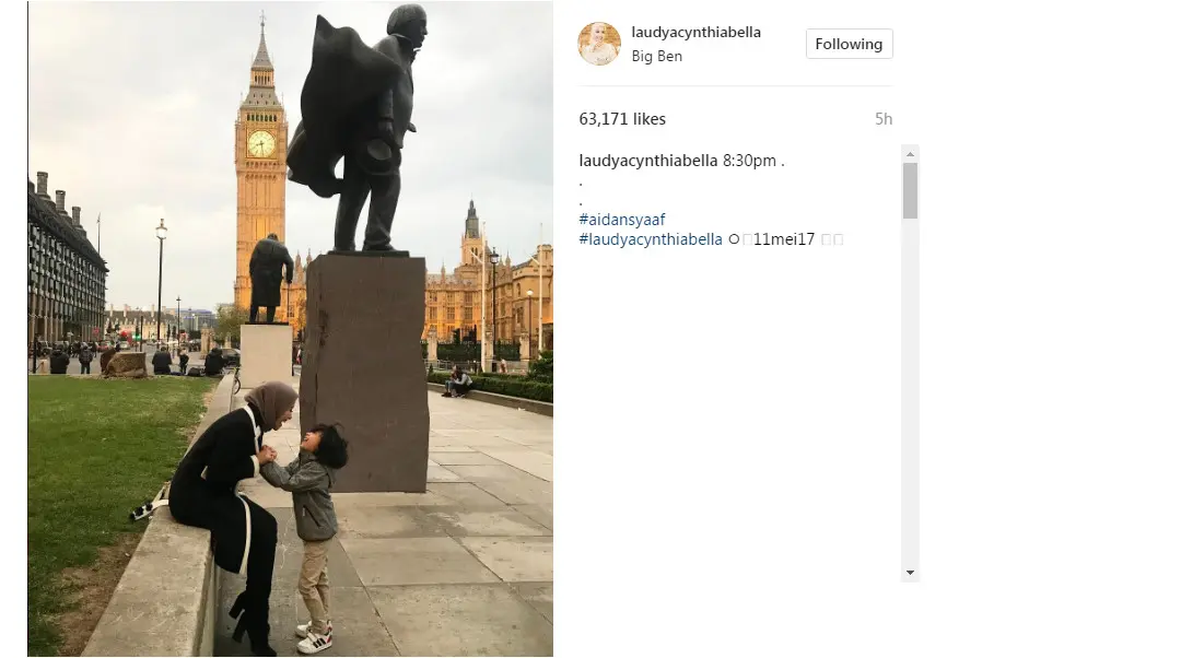 Laudya Cynthia Bella ngabuburit bareng anak Angie Virgin di London (Foto: Instagram)