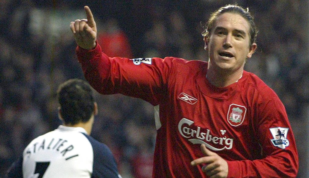 5. Harry Kewell (Liverpool), saat menjadi wonderkid di Leeds pemuda Australia ini menjadi incaran banyak klub besar. Namun gelandang serang ini gagal menampilkan performa terbaiknya bersama The Reds akibat cedera hamstring kambuhan. (AFP/Paul Ellis)