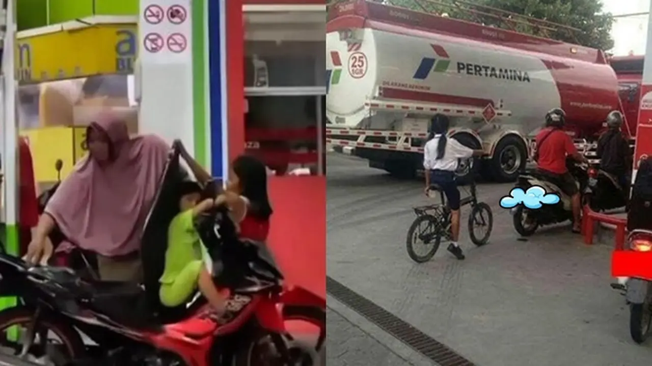 6 Potret Bocah Saat di Pom Bensin Ini Tingkahnya Bikin Senyum